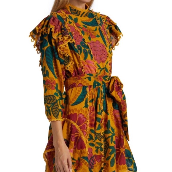 NWT FARM Rio Cotton Ruffle Mini Dress Size S - Picture 2 of 15